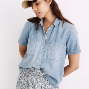 Madewell Womens button up denim short sleeve shirt Xl